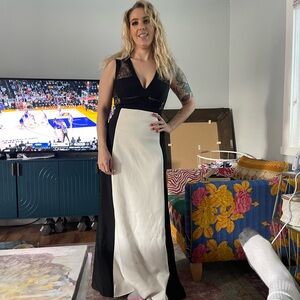 Elegant Black and White Evening Gown